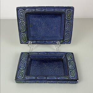 Rubens Originals Los Angeles Blue and Green Rectangular Ceramic Trays